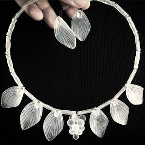 Vintage Celluloid Grape & Leaf Necklace